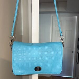 Coach Legacy Perforated Leather Penelope Crossbody Purse Robin Blue 23404 in EUC